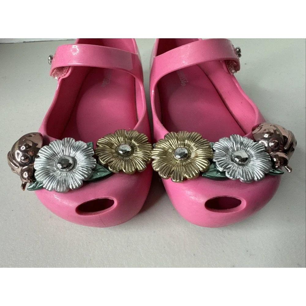 Mini Melissa Ultragirl Garden Pink Jelly Mary Jane Flower Ladybug Shoes